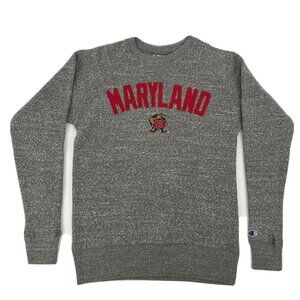 Maryland Terrapins Sweatshirt Men S Gray Champion Long Sleeve Crew‎ Neck NEW